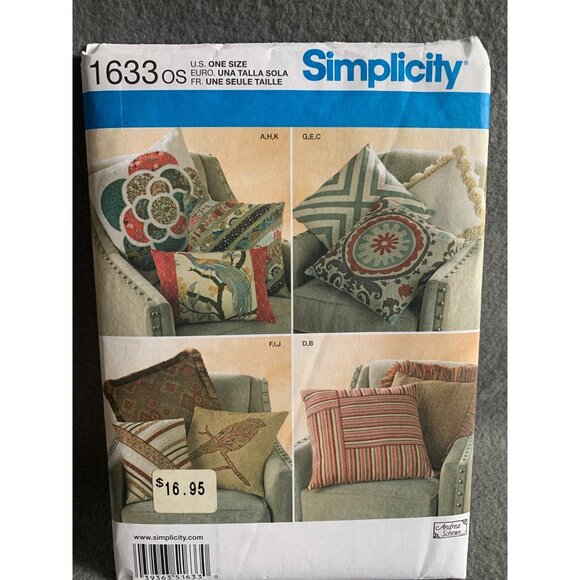 Simplicity Decorative Pillows Sewing Pattern 1633 - uncut - Picture 10 of 10